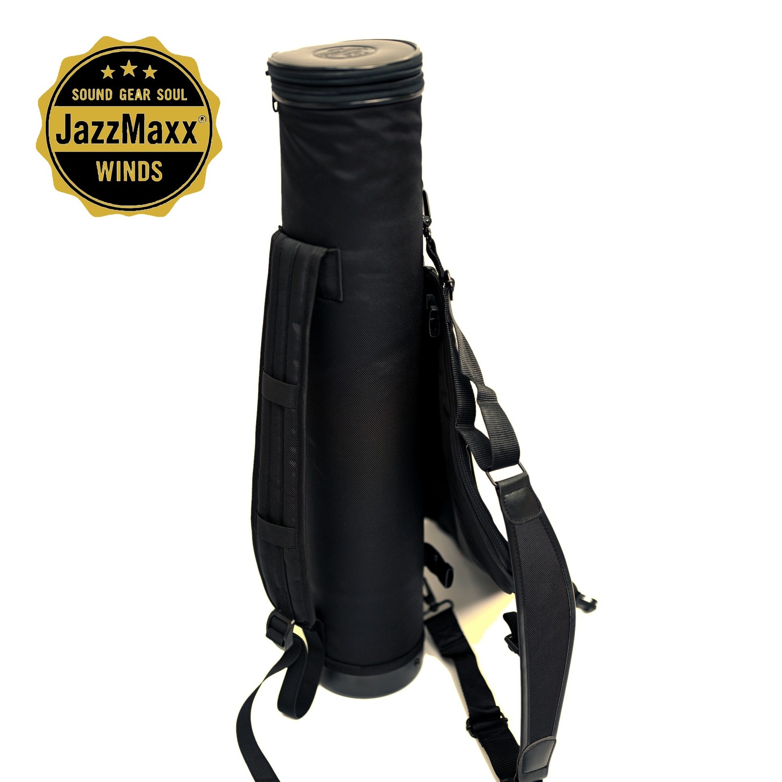 Torpedo Case stehend mit Rucksackgurten